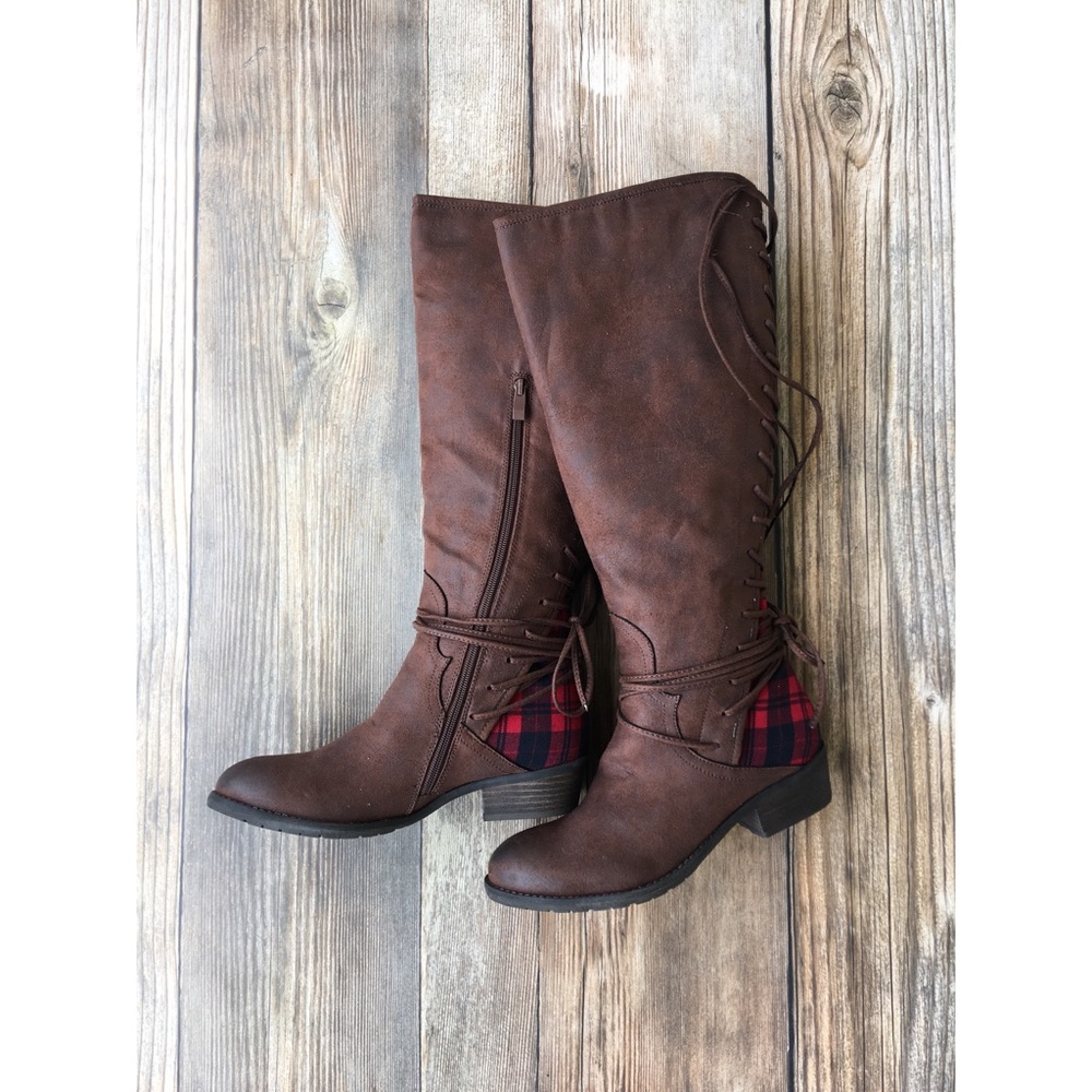 Buffalo Plaid lace up boots